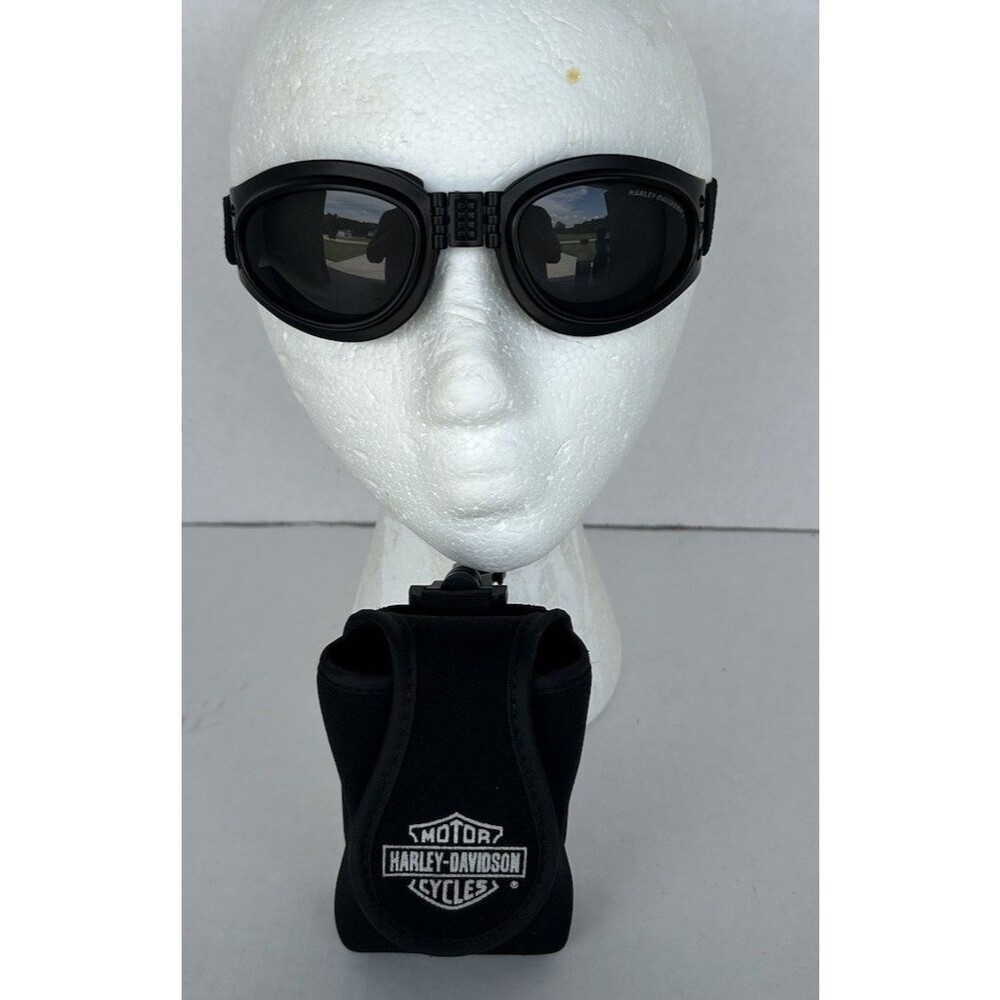 Harley Davidson Foldable Motorcycle Goggles Smoke Lens w/ Belt Clip Pouch